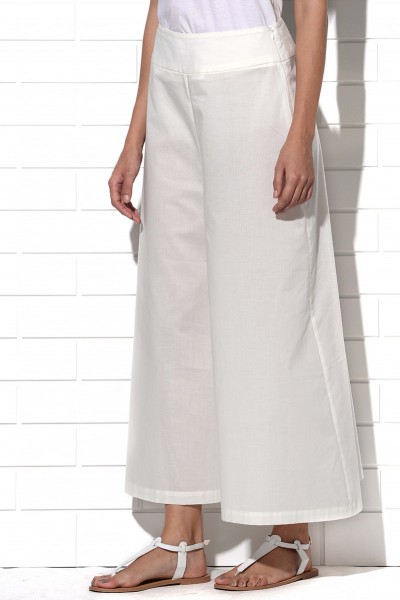 Milos wide leg summer pants in ivory